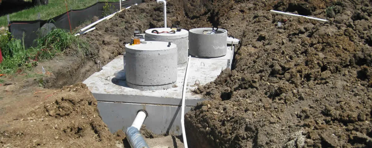 Septic system repair and installation site with tank access ports in San Francisco, CA